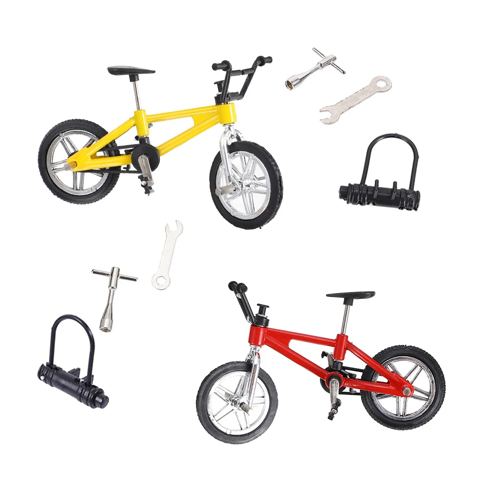 2 set Finger Bike For Boys Aluminum Alloy Desktop Game Stress Relief Tabletop Competition Simulation Bike