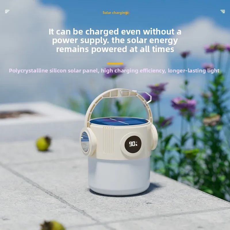 LED Solar Rechargeable Light Portable Lantern 6 Modes Tent Light Waterproof Emergency Flashlight Garden Lighting Outdoor Camping