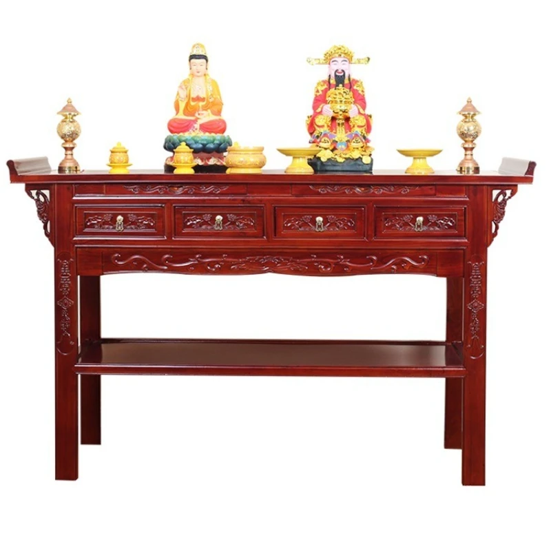 Offering table Incense case Household Buddhist altar Shrine offering table Solid wood tribute Buddha table God of Wealth cabinet