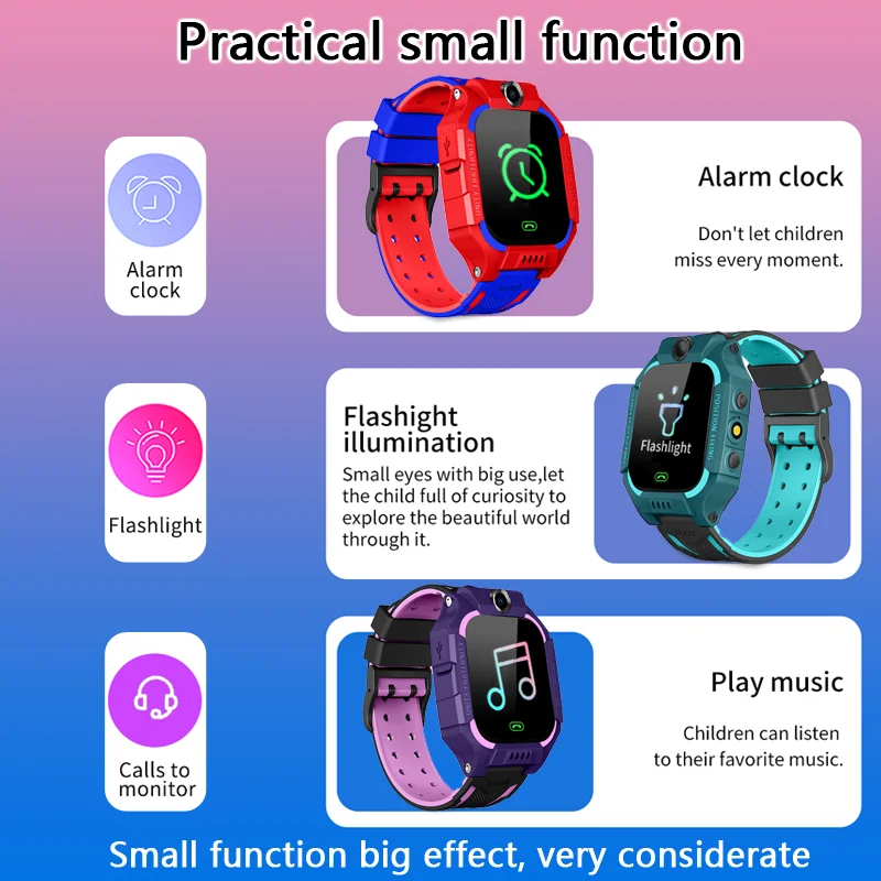 LBS Location Q19 Smartwatch pour enfants, montre de téléphone SOS, photo à distance, demandes de renseignements vocaux, compatible avec iOS, Android, cadeaux pour enfants