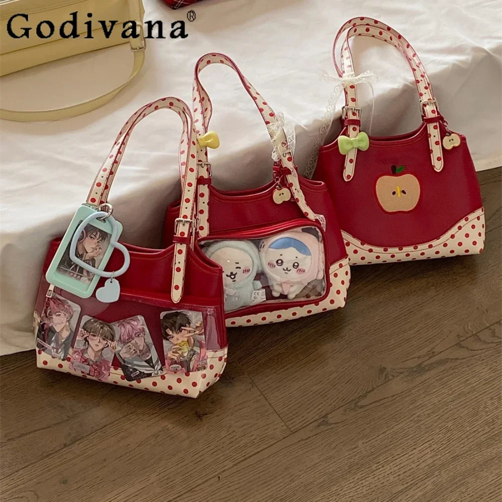 

Рождественская красная прозрачная сумка с двусторонней спинкой Itabag, милая маленькая вместительная милая повседневная сумка на плечо, сумки Bolso