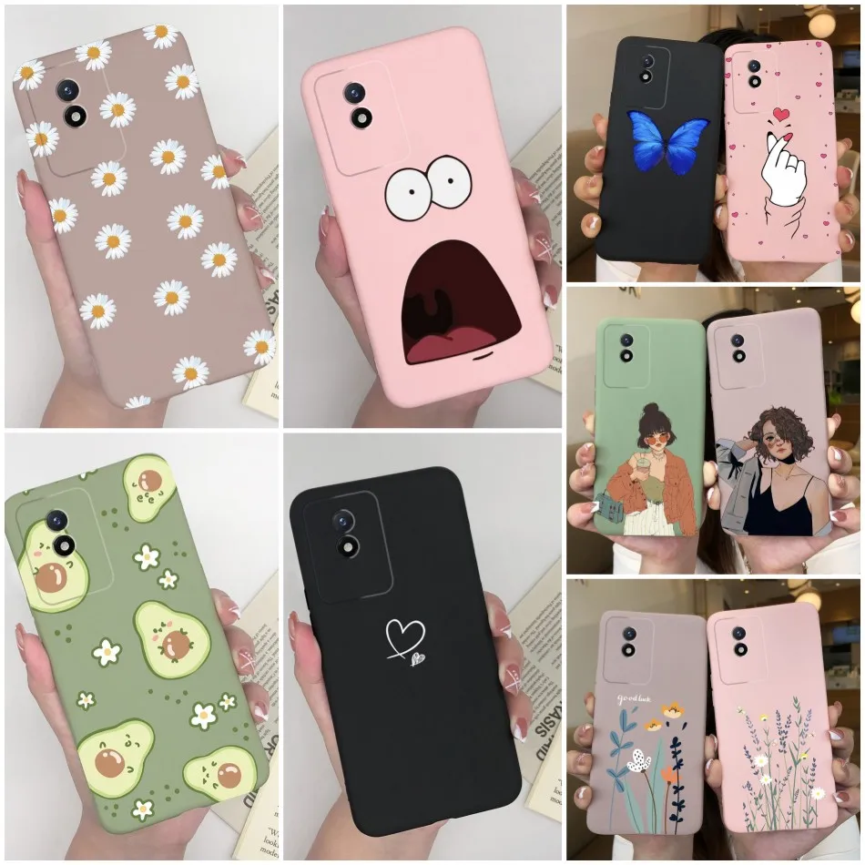 

For Vivo Y02 4G Case Popular Shockproof Proective Sunflower Butterfly Heart Soft Silicone Back Cover For Vivo Y02 4G New Housing