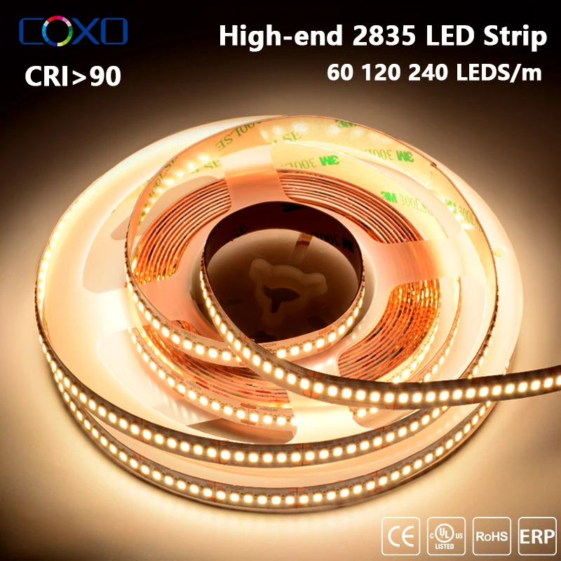 SMD2835 LED Strip Lights 60/120/240LEDs/m High-end 2835 16.4ft Flexible LED Tape RA90 Warm Natural White Led Lighting 12V 24V