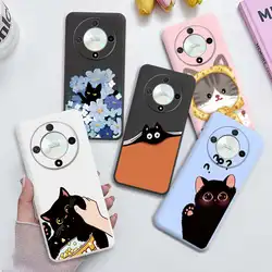 Cartoon Case For Huawei Mate 20 Lite 20 Nova 8i Honor 50 Lite Magic5 6 7 LITE 5G X9c X9A X9B Cute Balck Cat Cover Soft TPU Shell