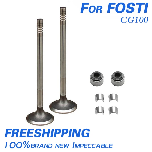 

High Quality Motorcycle Engine EXHAUST VALVE&INTAKE VALVE Kit with Oil Seal Locking Plate BRANDNEW Valve For Fosti CG100 CG 100