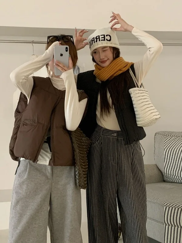 

Корейский свободный женский хлопковый жилет, осень-зима, новая многослойная верхняя одежда Faion Svel, модная майка небольшого размера