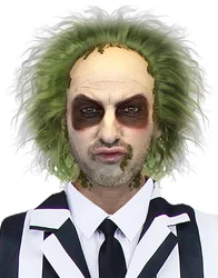 Green Wig With Bald Cap Clown Short Curly Wig Green Fluffy Wavy Wig Party Cosplay Wigs Halloween Wig  Men, 6 Inch Synthetic Wigs