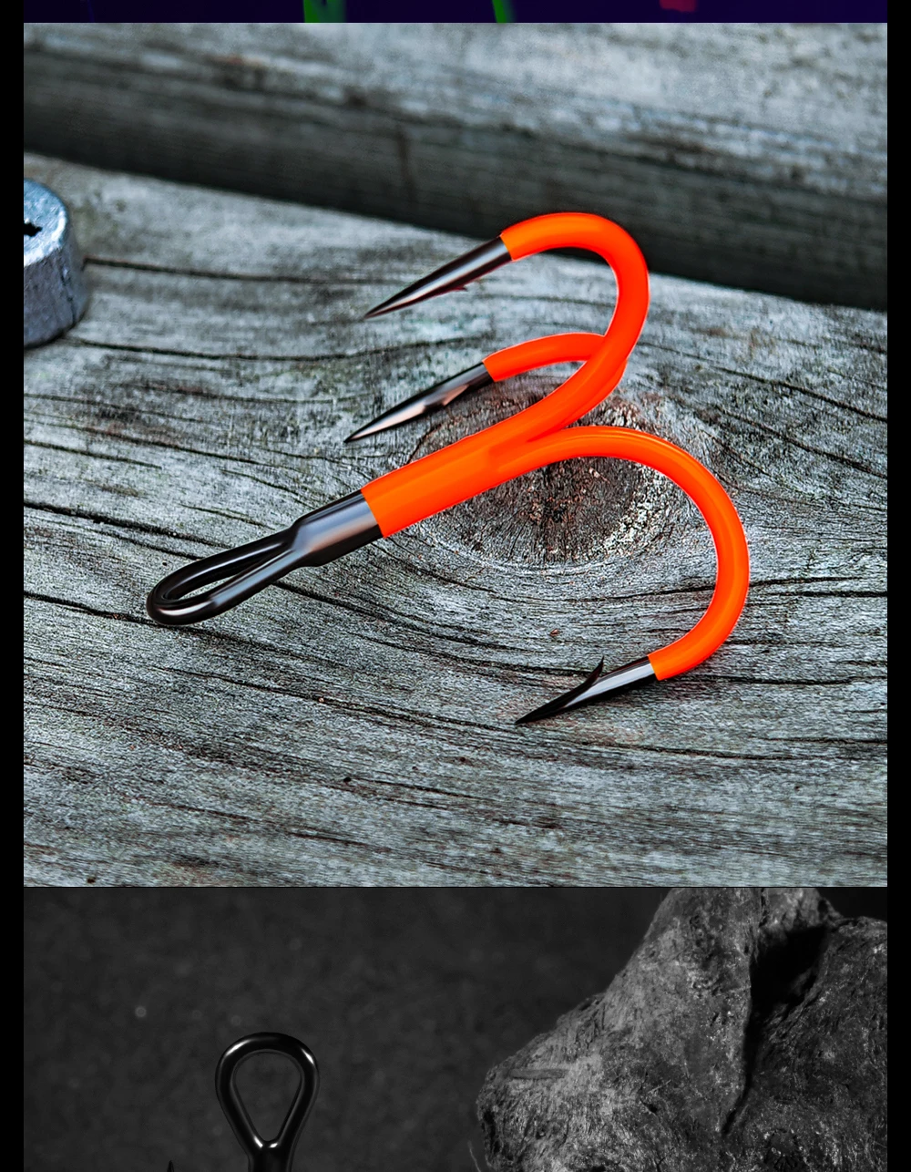 Spinpoler 1/0 2/0 3/0 UV-Haken 2 x starke beschichtete Spitze Triple Treble Swimbait Tiefseeangeln Süßwasserbarsch Hecht Barsch Tackle – Detail 5