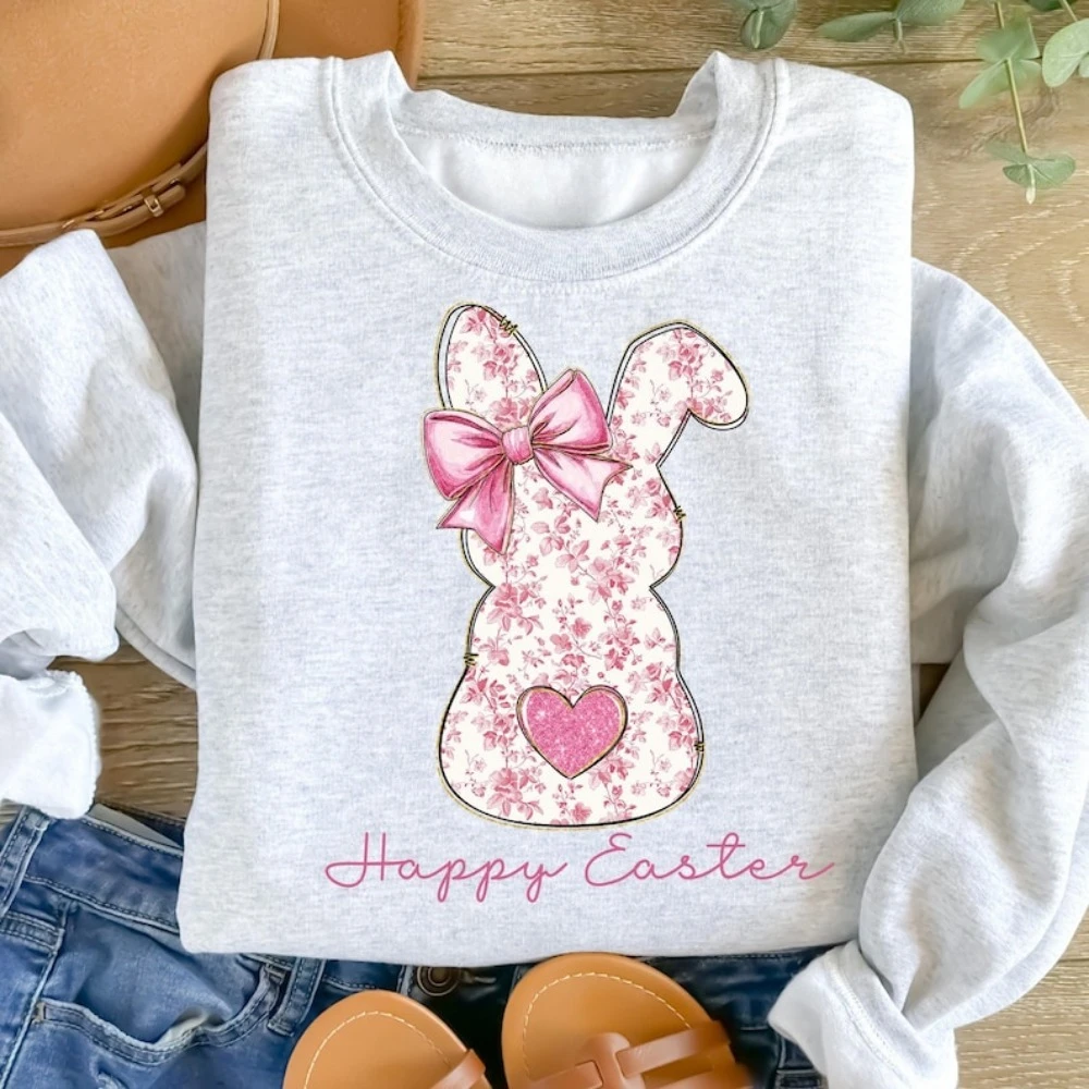 Joyeux pâques sweat à capuche rose Floral Chinoiserie lapin mignon à capuche Grand millénaire pâques Weatshirt rose Toile pâques lapin à capuche