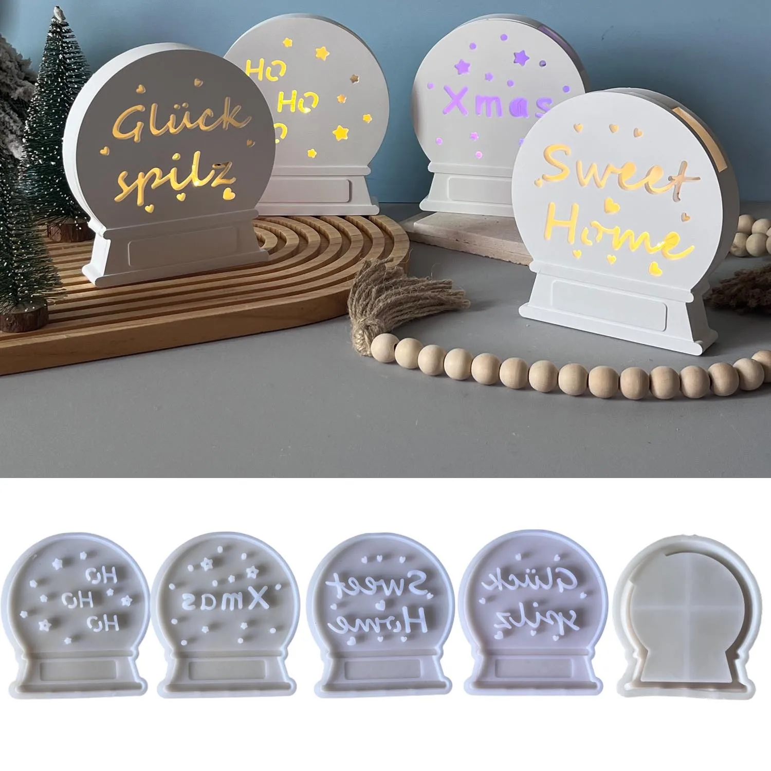

5pcs Christmas Ball Silicone Mold Festive Holiday Decorative Item Resin Clay And Other Crafts Perfect Atmosphere Craft Making