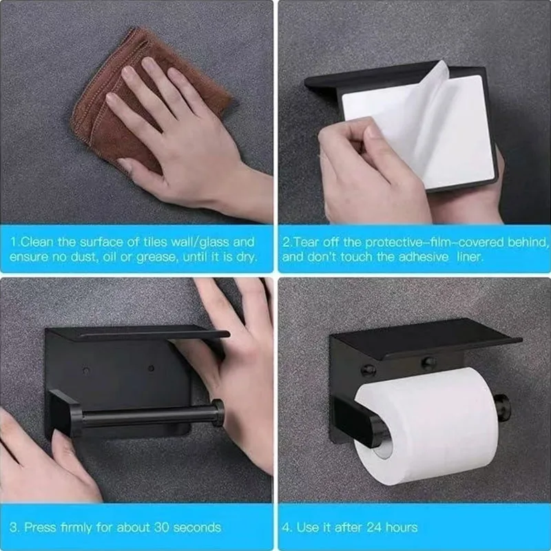 حامل لفافة مناديل المرحاض على الحائط لاصق أو برغي  موزع تخزين الحمام متعدد الوظائف من الفولاذ المقاوم للصدأ