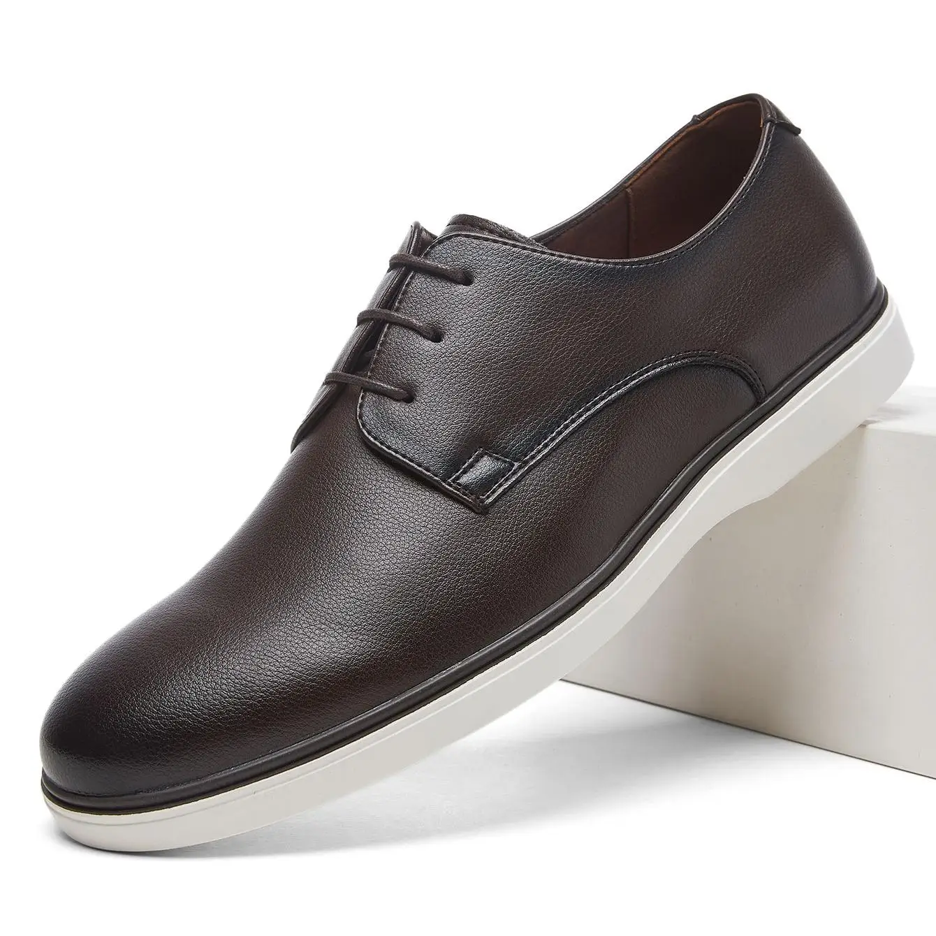 Desai Men's 2026 Autumn PU Leather Lace-up Derby Shoes Non-slip Thick Sole Lightweight Comfort Business Leather Casual Shoes