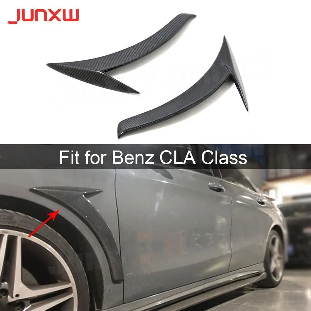 Carbon Fiber Front Fender Vent Fin Trim Winglet Cover Stickers For Mercedes Benz CLA Class W117 CLA180 CLA200 CLA250 2013-2019