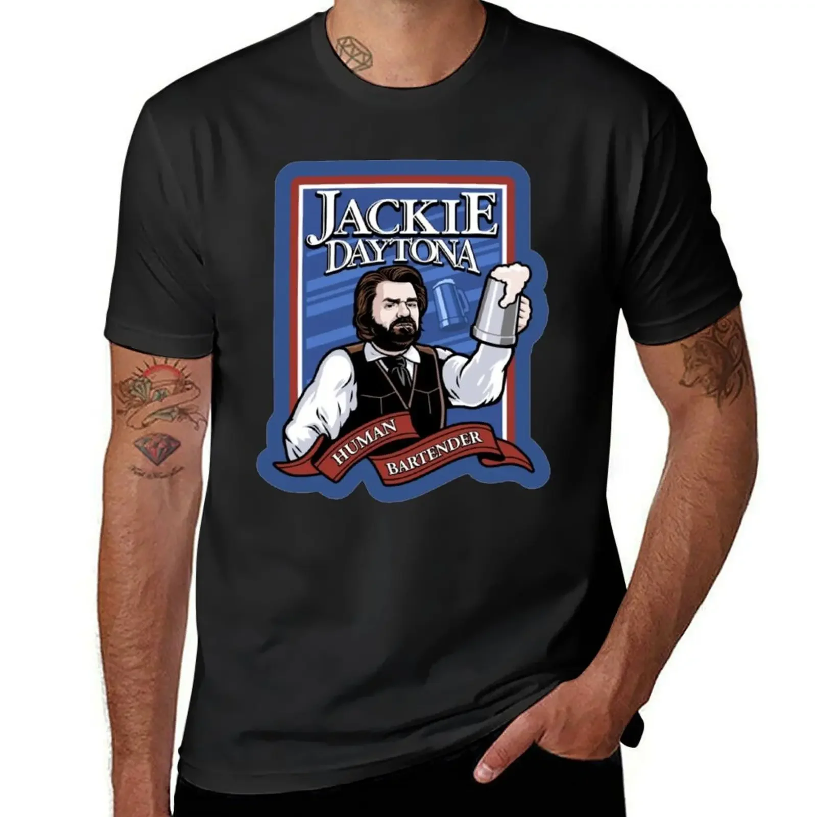 

Jackie Daytona - Regular Human Bartender T-Shirt blacks tees mens clothing