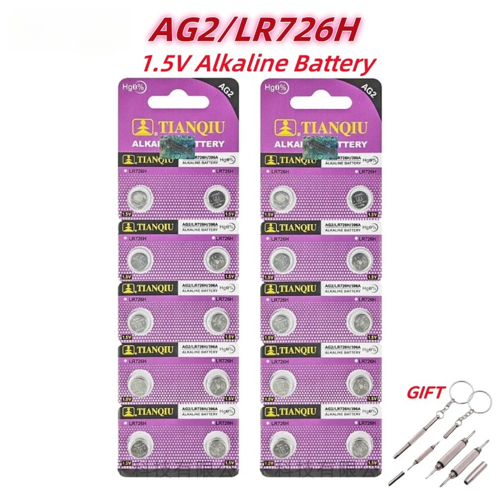 2-50PCS AG2 Watch Battery  1.55V 396A SR726W LR726 SR59W SR726 Alkaline Button Coin Cell Batteries for Watches