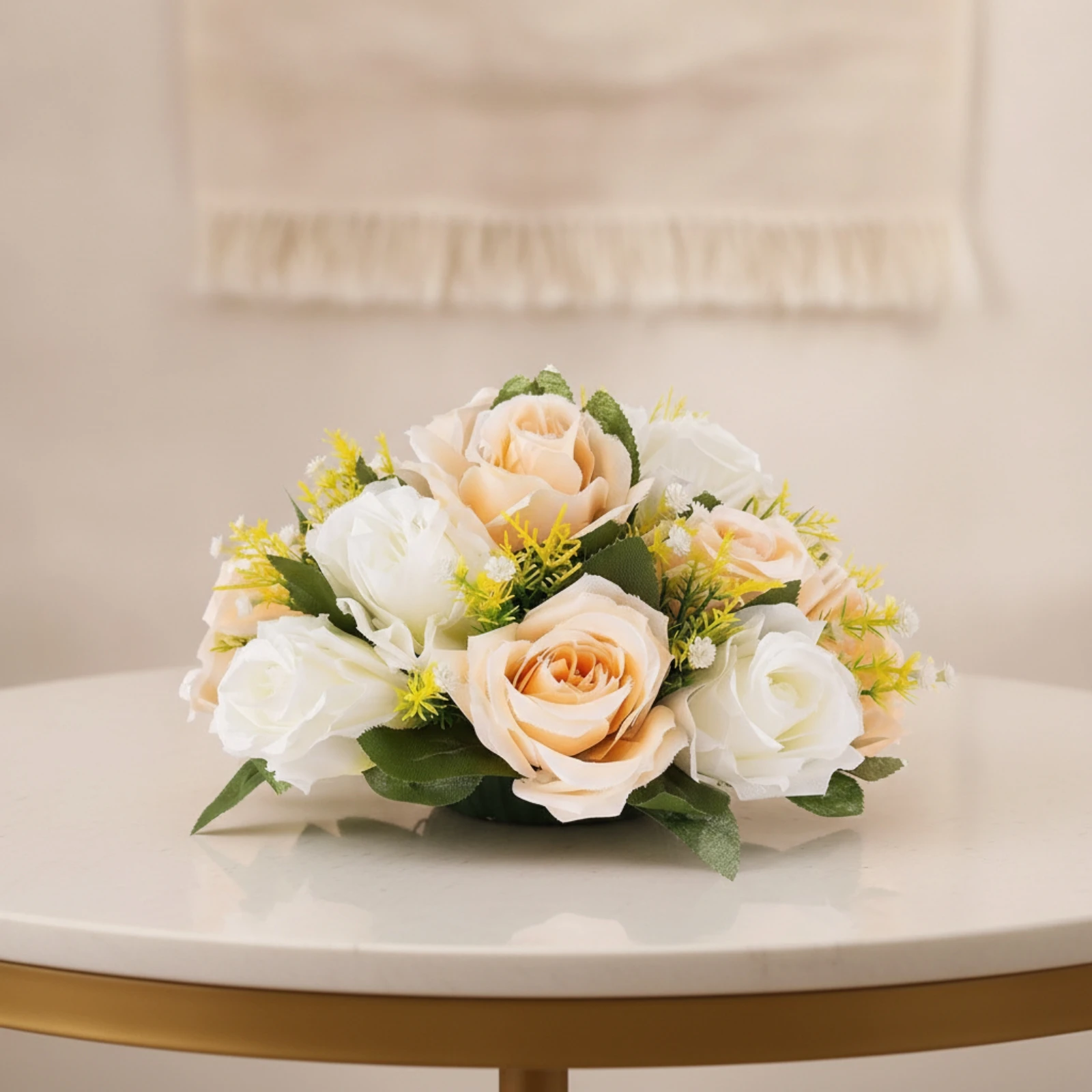 Artificial Rose Arrangement Compact Fake Flower Centerpiece Fake Flowers Lightweight Mixed Flower Bouquet Silk
