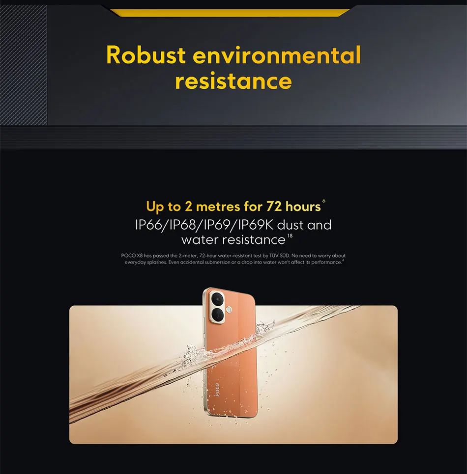 Global Version POCO X8 5G Smartphone 8340mAh battery 67W HyperCharge Snapdragon 6s Gen 4 50MP 6.83" 1.5K Display
