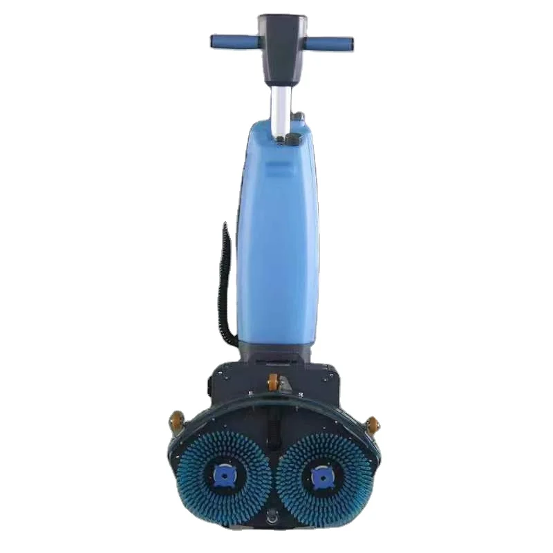 Electric Floor Scrubber Small Floor Washing W/ 2 Brush Machine Hand Push Mopping Machine Hot Sale