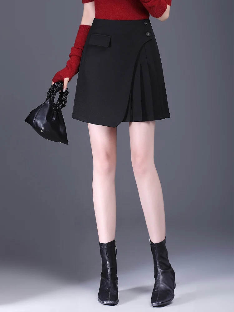 

SUCH AS SU Fashion Autumn Winter Skirt Women Black Gray High Waist Irregular A-Line Short Skirt Women Casual Korean Mini Skirts