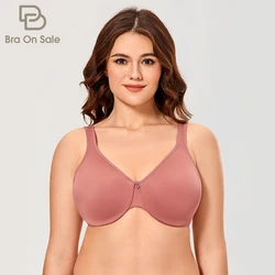 Women's Smooth Full Coverage No Padding Underwire Seamless Plus size Minimizer Bra C D DD E F  34-42 44