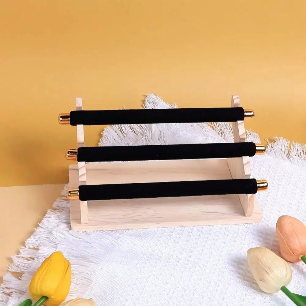 3-Tier Wooden Ring Holder Multi-Layer Necklace Bracelet Jewelry Organizer Removable Space Saving Ring Display Rack