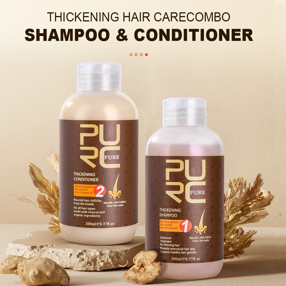 

PURC Ginger Thickening Shampoo Conditioner Sets Smoothing Nourish Hair Roots Thinning Hair Loss Treatments Hair Care Products