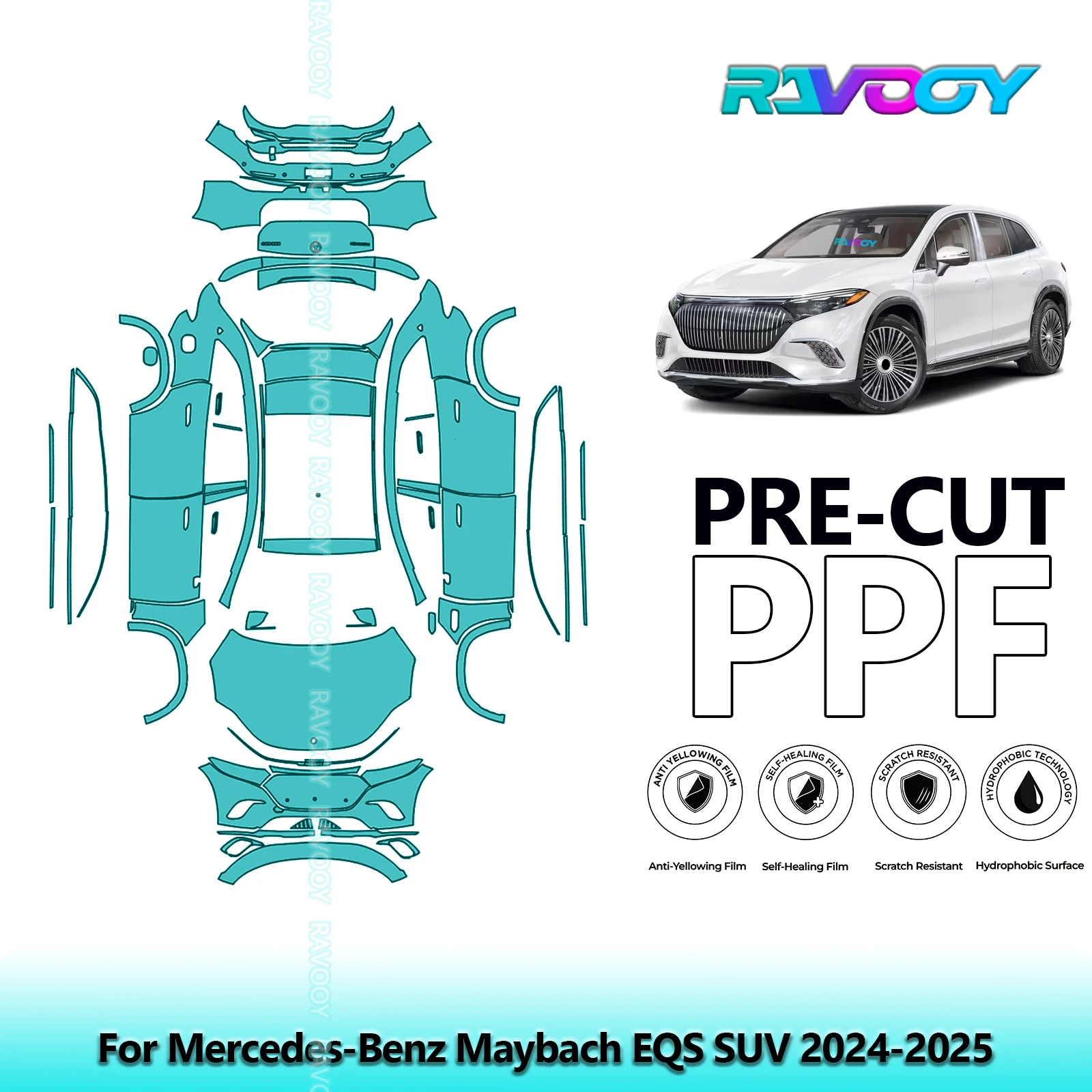 

Full Vehicle Clear Bra Precut PPF Paint Protection Film For Mercedes-Benz Maybach EQS SUV 2024-2025