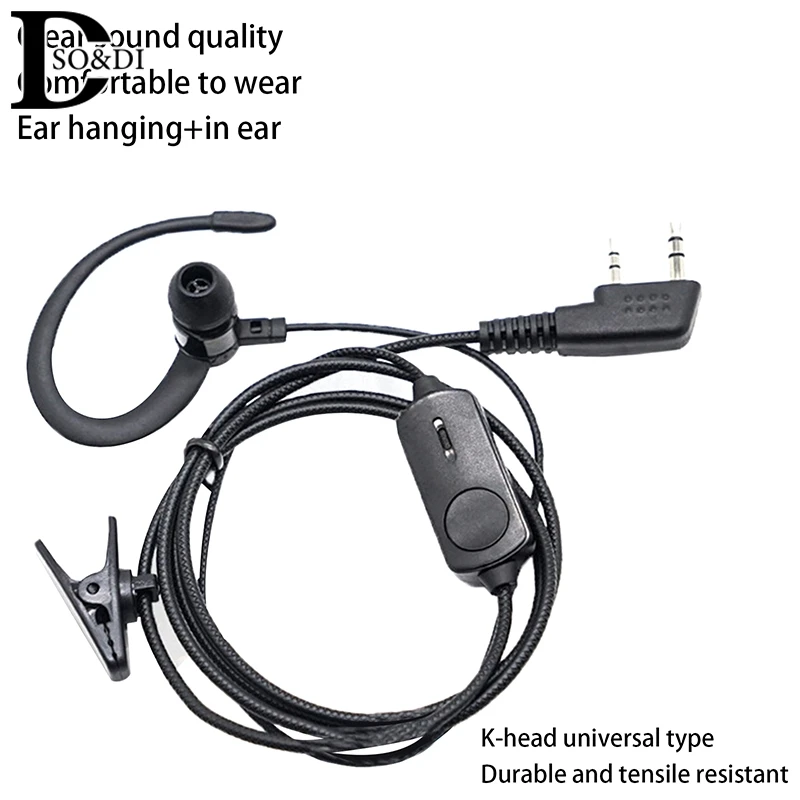 EarHook Headphone For BF760 BF996 Walkie Talkie Headset Mic K-Plug Wired Two Way Ham Radio Earphone