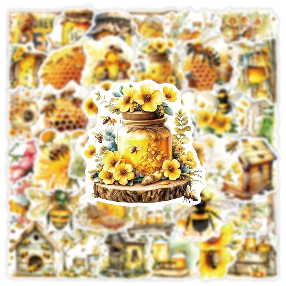 10/30/50PCS Cute Animal Bee Flower Stickers Aesthetic Waterproof Graffiti Stationery Car Phone Case Kawaii Kids Cartoon Sticker