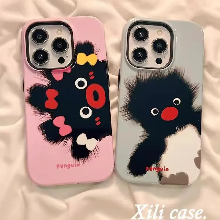 

Cute fried penguin for iphone11 12 13 14 15 16pro max phone case 2 in 1 premium feeling cute apple niche new quirky creative