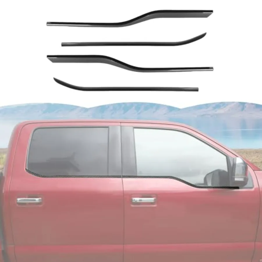 

Window Trim Strip Cover for Ford F150 2015-2020 Black Carbon Fiber Exterior Decoration Molding Trim Accessory