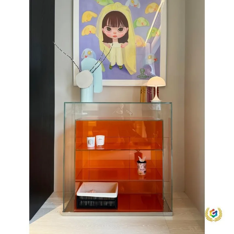Italian glass display case Floor-to-ceiling desktop bookshelf Storage cabinet Figure display bookcase