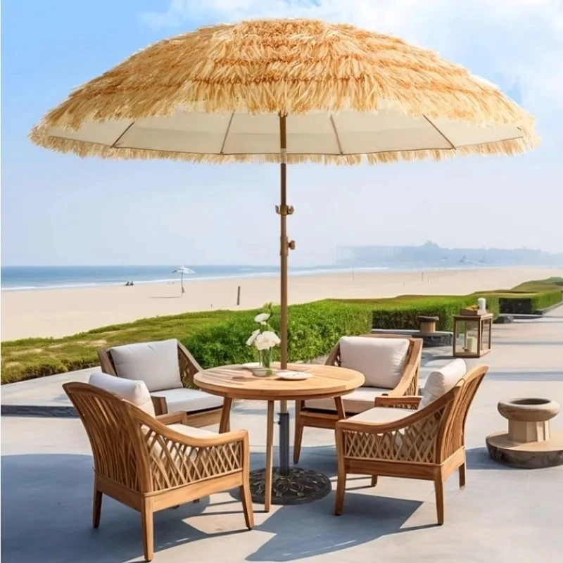 Nordic Patio Outdoor Umbrellas Simulation Straw Umbrella Courtyard Villa Scenic Area Exhibition Umbrella Seaside Beach Umbrella