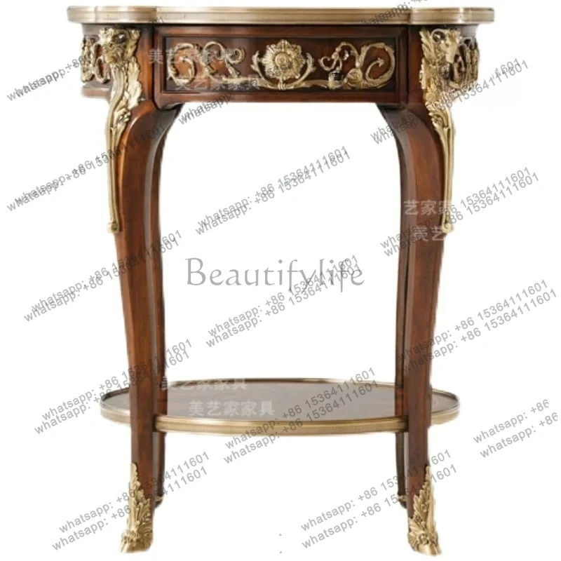 English mahogany round coffee table neoclassical light luxury living room villa furniture high-end fashion