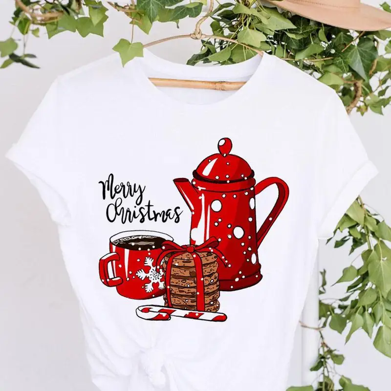 Christmas Lovely Women's Printed T-shirt Printed Short Sleeve Printed Short Sleeve Graphic T Shirts  Women Clothes  Harajuku