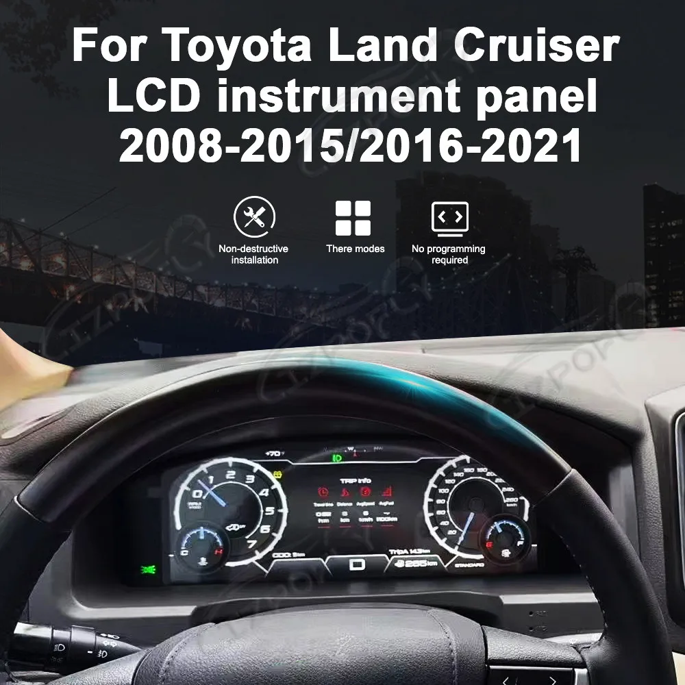 

12.3 Inch Full LCD Digital Instrument Cluster For Toyota Land Cruiser 2008–2015 Plug and Play Speedometer Dashboard