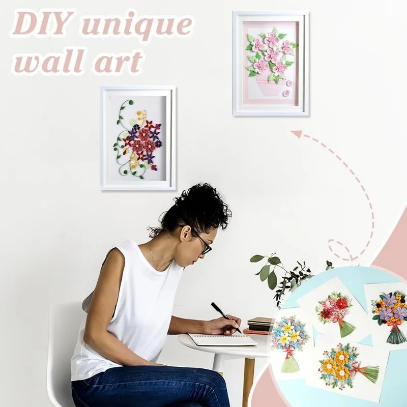 1 Satz 12 Stück Quilling Papiers chablonen mit 36 Farben Streifen Blumen-/Vogel muster Pappe DIY Papier Quilling Werkzeuge Zeichnung