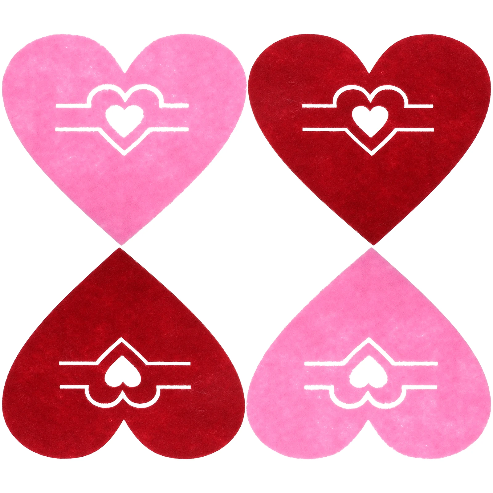 

4 Pcs Heart Knife and Fork Bag Shaped Pockets Silverware Holders Cutlery Pink Bags Pouch Non-woven Fabric Valentine's Day