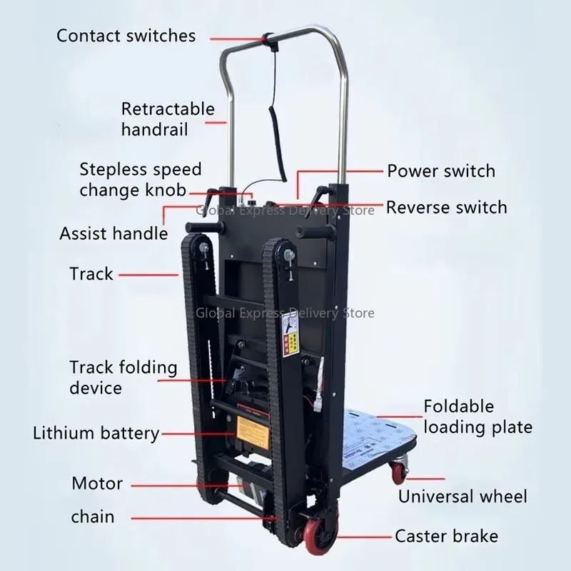 180kg  Four-Wheel Roll Container Hand Trolley for Transportation Forklift Electric Crawler Step Stair Climber Machine