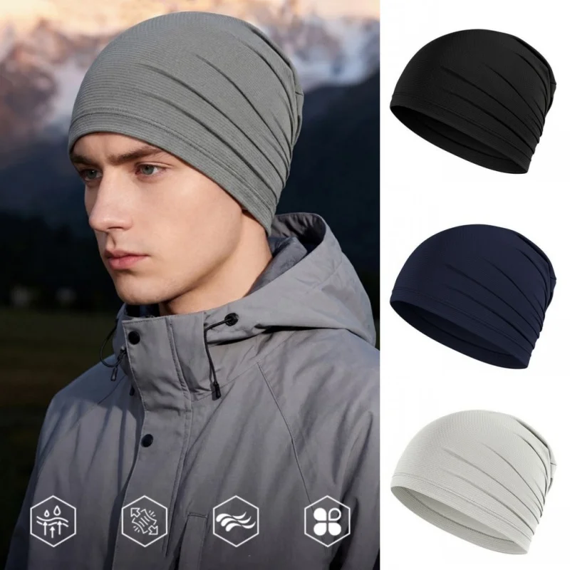 Schnell Trocknende Atmungsaktive Stretch-Beanie-Mütze Unisex Sport-Laufmütze Fahrrad-Unterhelm-Kappe Schweißabsorbierende Mütze – Detail 3
