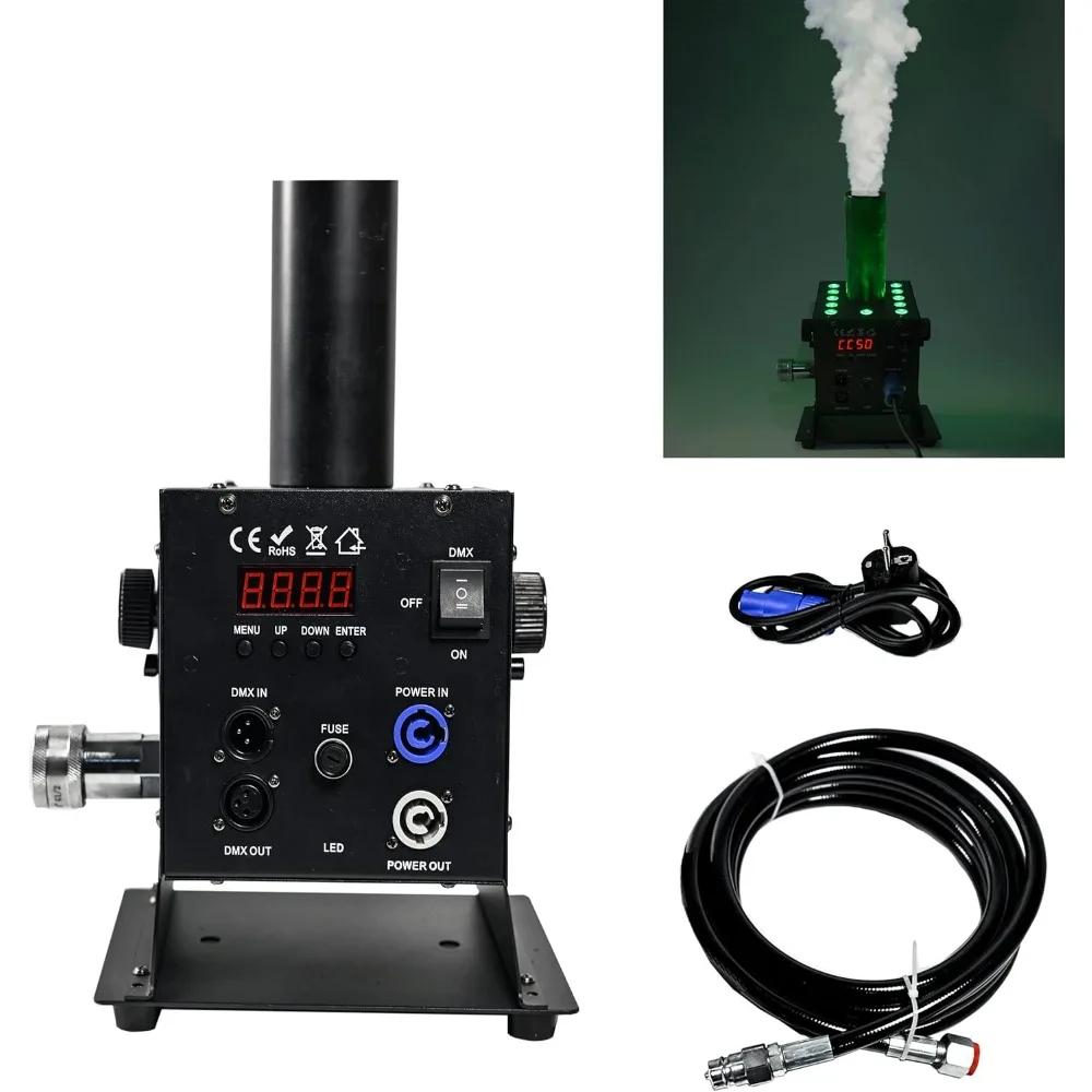 

Digital CO2 Jet Machine 12LEDs RGB CO2 Fogger Smoke Cannon DMX512 Smoke Mister Machine Multi-angle Gas Column Fog Machine w/6m