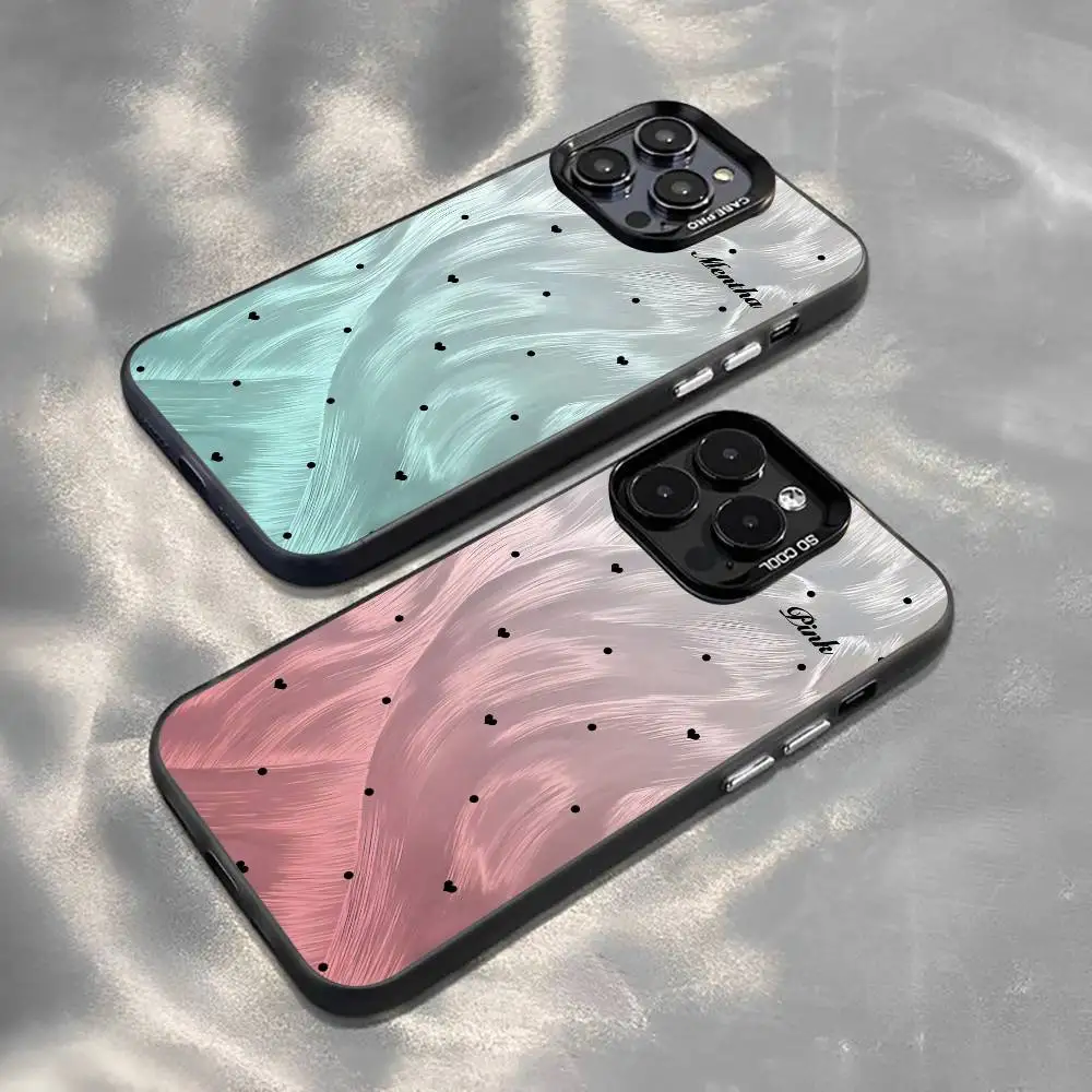 

Feather yarn print Phone Case For iPhone 17,16,15,14,13,12,11 Plus,Pro Max,XS,Colorful Silver Black Cover