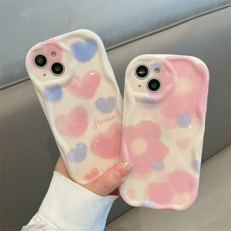 Pink Love Heart Flower Cellphone Case For VIVO Y21 2021 Y21S Y33S Y22S Y11 Y12 Y15 Y17 Y35 Y50 Y30i Y77 Y78 Y85 Y93 Y76 Y02S Y36