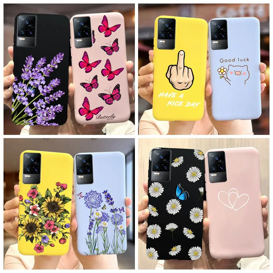 For Vivo V21 Case Vivo V21e Soft Silicone Cute Cartoon Flower Back Cover Phone Case For Vivo V21 V 21 E Fundas VivoV21 Bags Capa