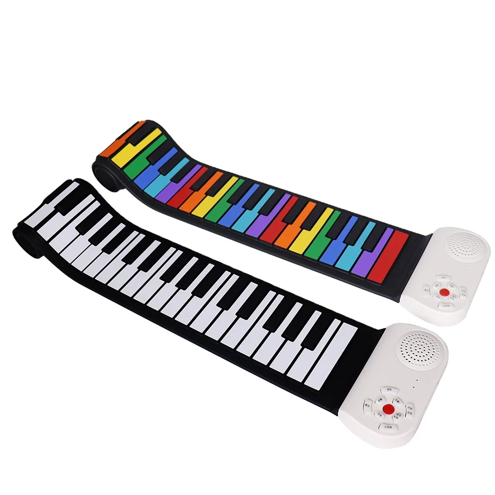 Custom Rainbow Key Hand-Roll Piano 49 Keys Children's Portable Educational Early Childhood Instrument Toy Hand-Cranked