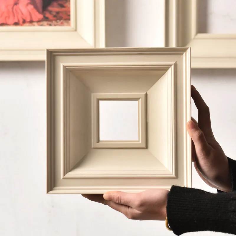 Custom-made large-sized solid wood white frame without assembly pictures wall decoration framed wall art marcos fotos Decoration