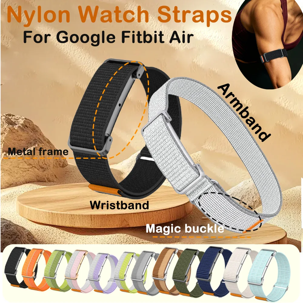 Nylon with Metal Strap for Google Fitbit Air Multi-scenario Breathable Soft Unisex Adjustable Woven Strap for Google Fitbit Air