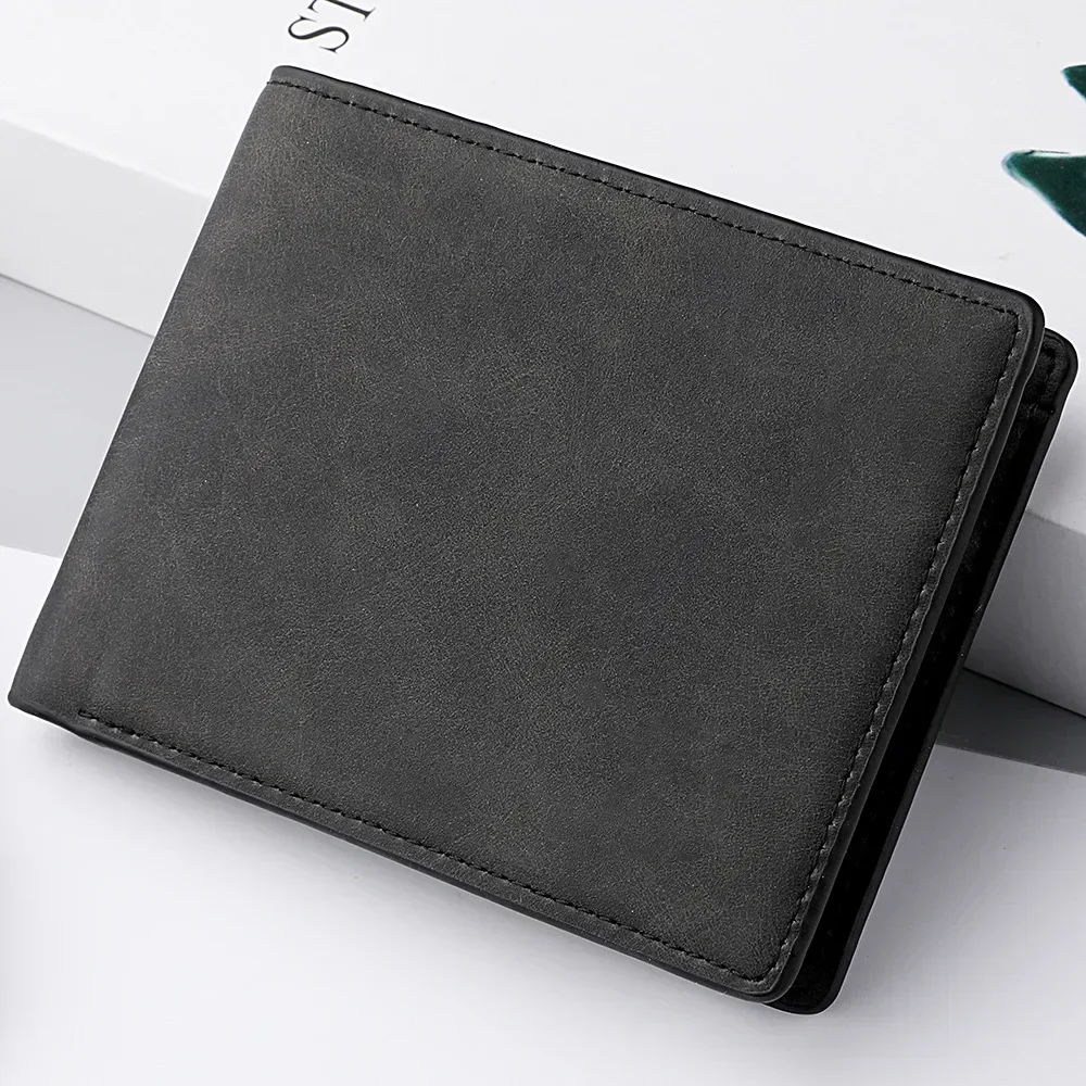 2023 New Wallet Men's Genuine PU Leather Male Short Zipper Simple Soft Leather Light Money Clip Vintage Business Wallet Students