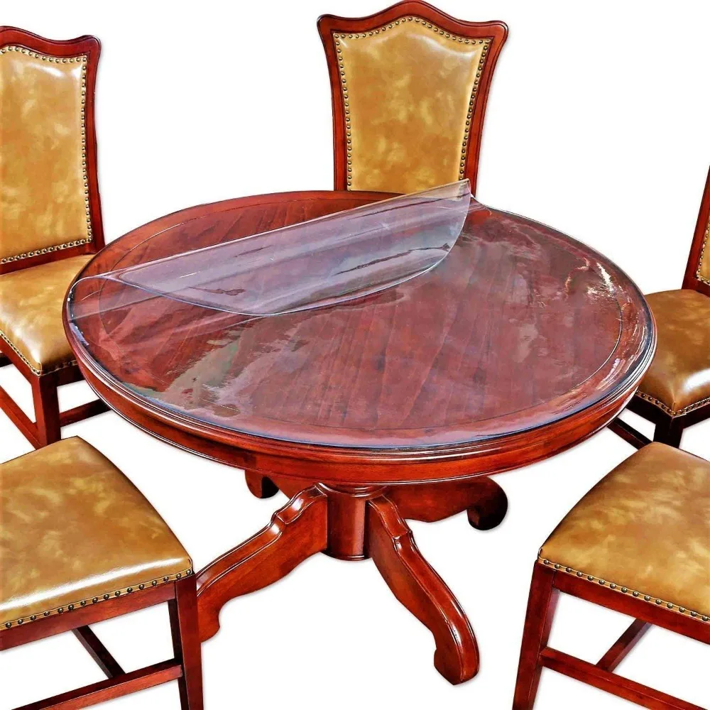 

Прозрачная пластиковая защита для стола, 44-дюймовая круглая, водонепроницаемая и легко чистящаяся для обеденных столов