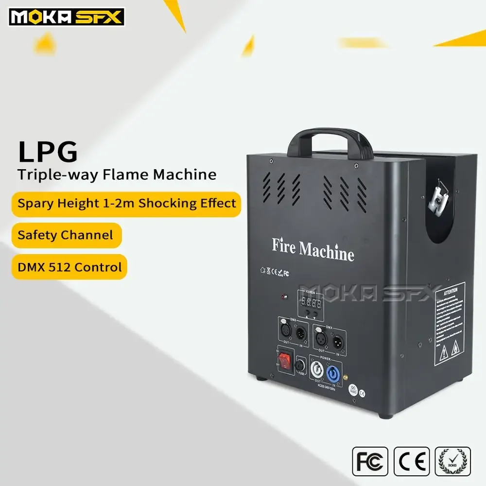 MOKA SFX 3 Heads DJ Flame Machine LPG Fire Projector DMX Control for Special Effects Stage Spray Equipment Party KTV Performance